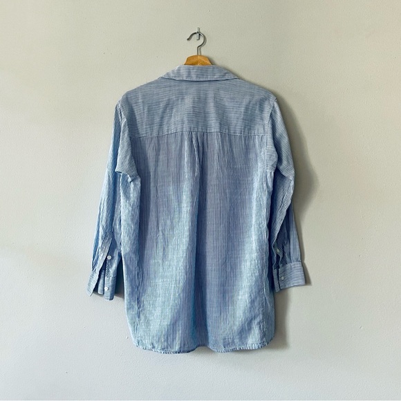 Madewell Side Button Striped Popover Shirt • XS • Blue and White Stripes - Picture 3 of 13